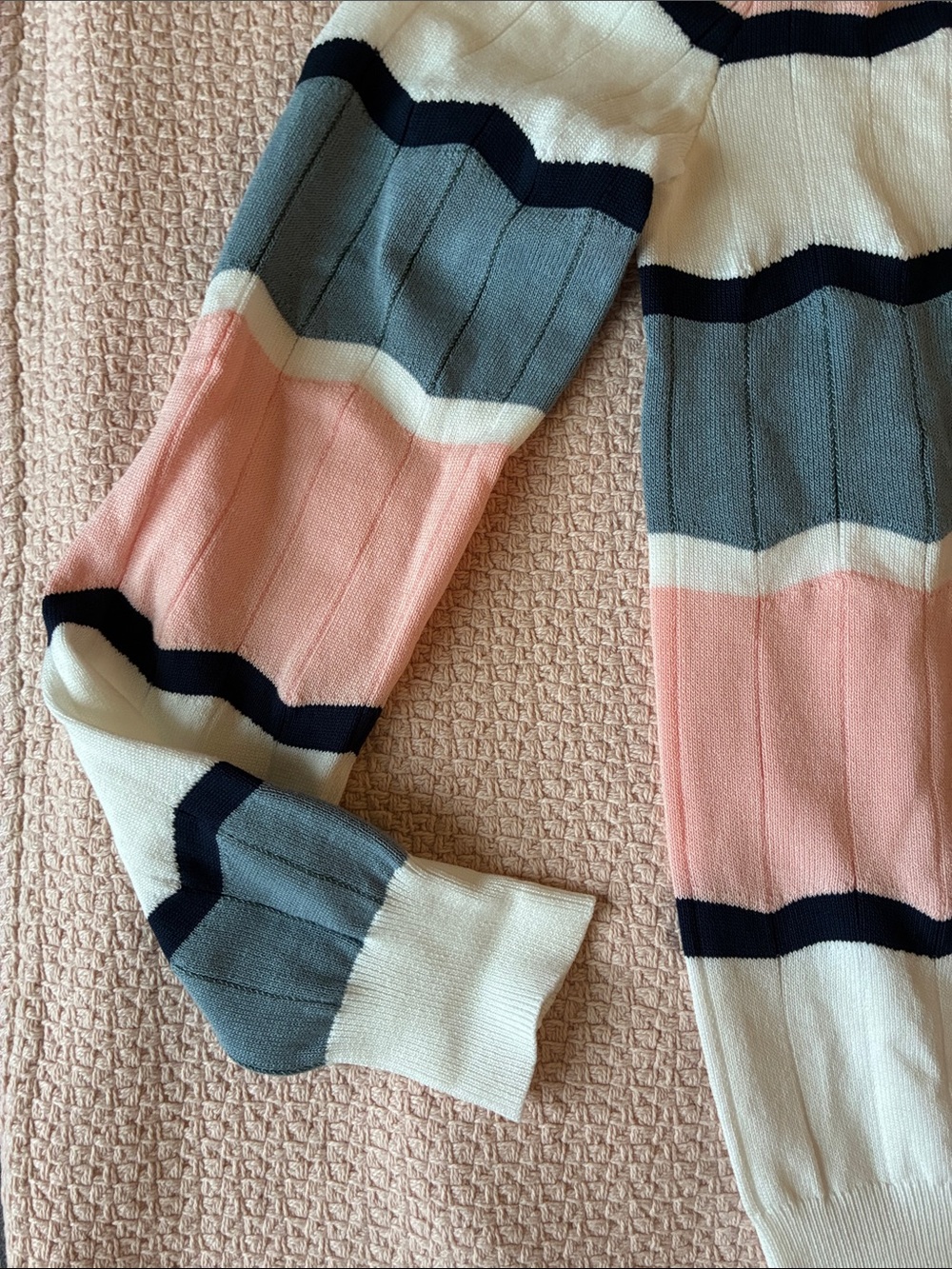 YAL Striped Crewneck Sweater in Pink, Blue & White - Picture 5 of 12